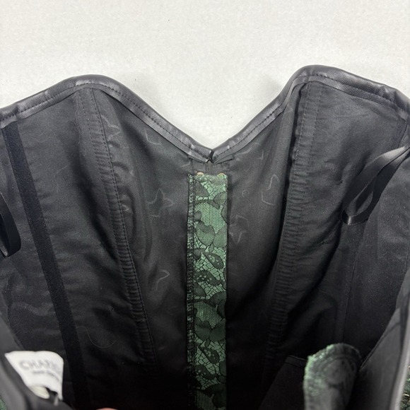 Charmian Green Gold Ornate Corset Whimsigoth Steampunk Regency Boustier Women XL - Picture 8 of 15